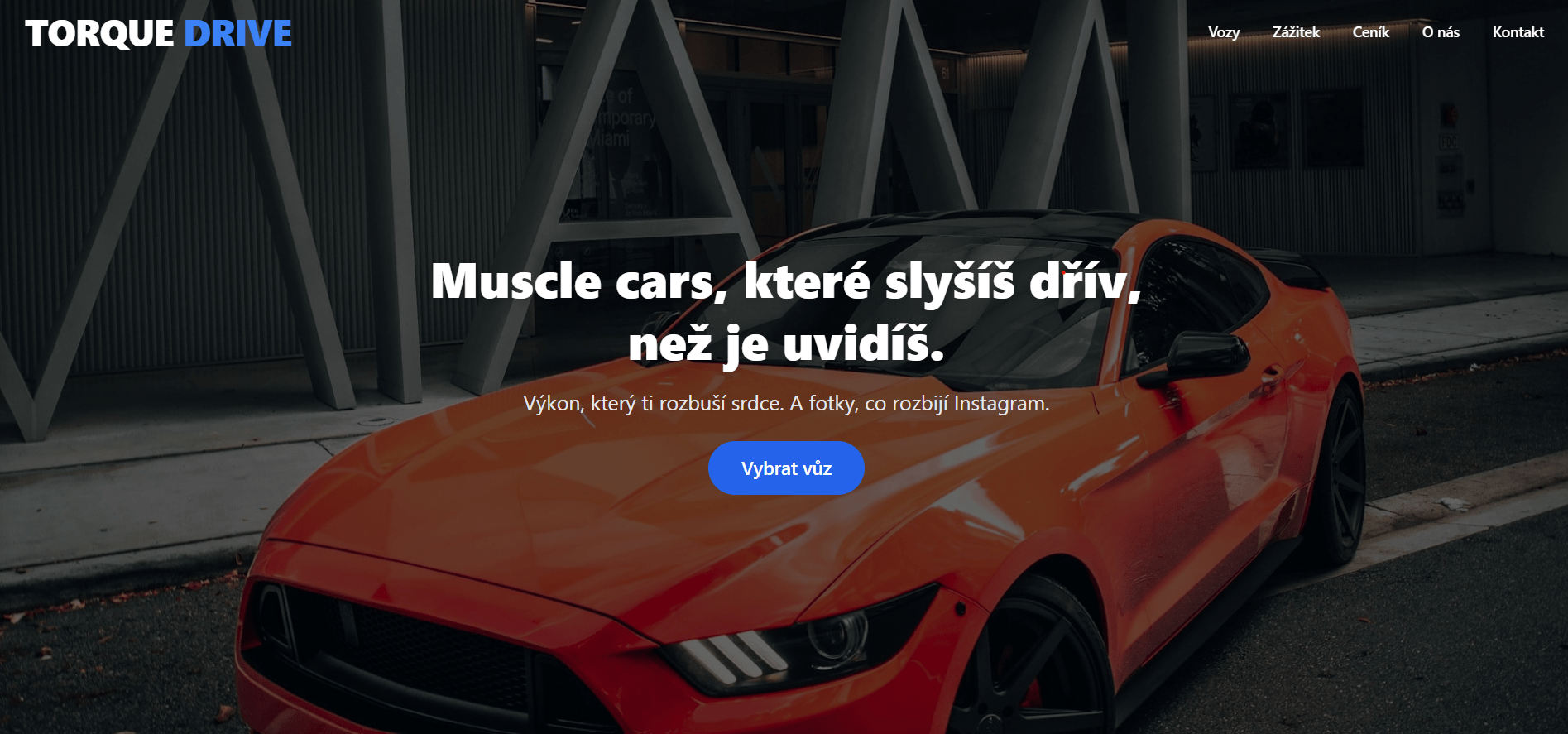 Web TORQUE DRIVE - autopůjčovna amerických muscle cars a klasických amerických vozů